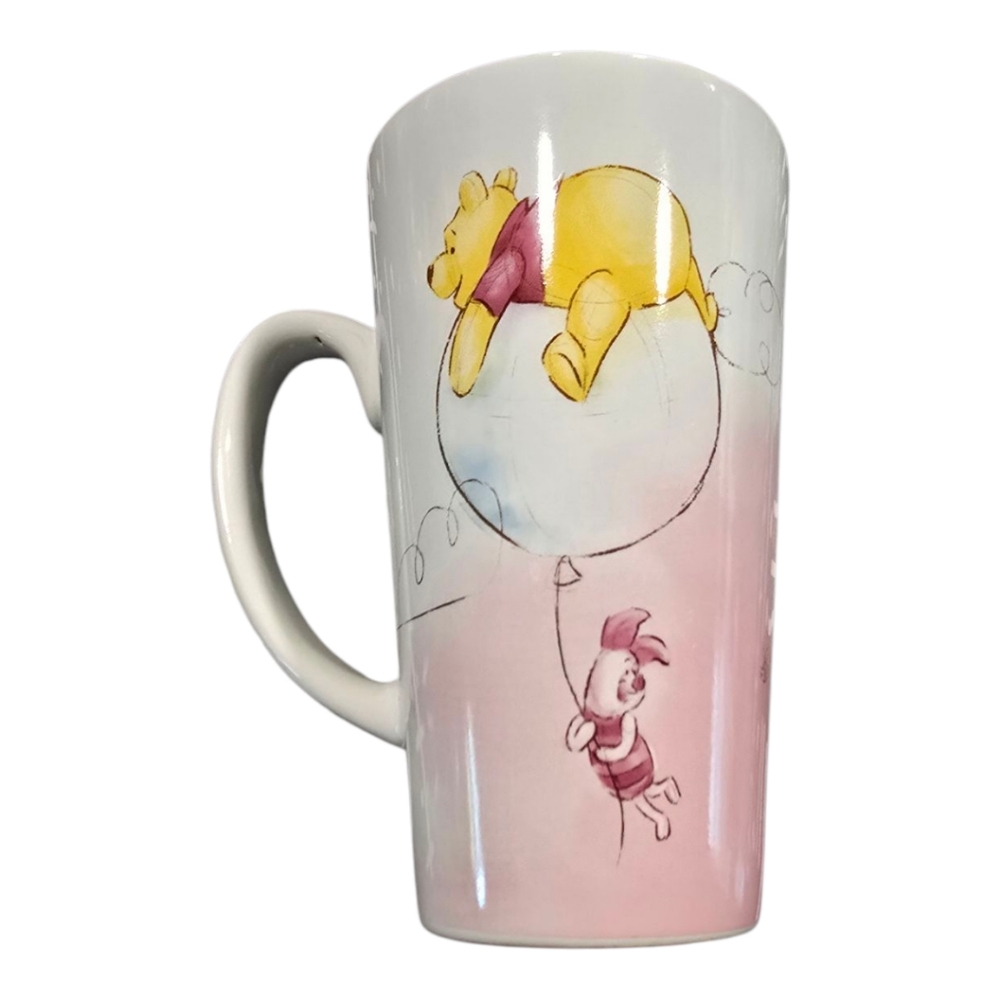 Disney Winnie the Pooh Piglet Balloon Tall Latte Mug Pink White Ceramic 6 Inch‎